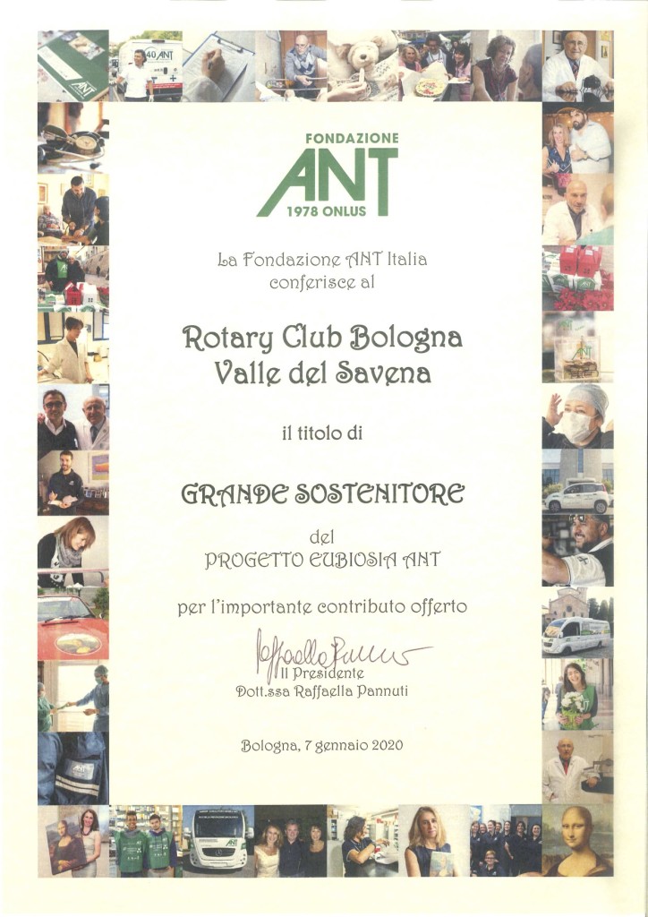 Diploma Rotary Club BO Valle del Savena